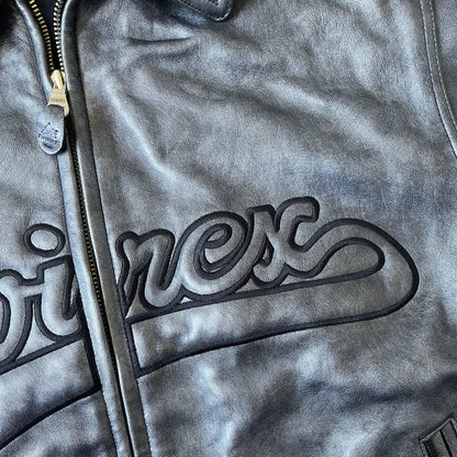 Avirex Spell Out Leather Varsity Jacket - L