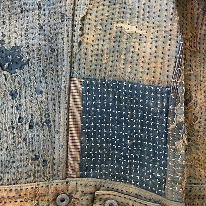 Boro Sashiko Distressed Denim Trucker Jacket - XL