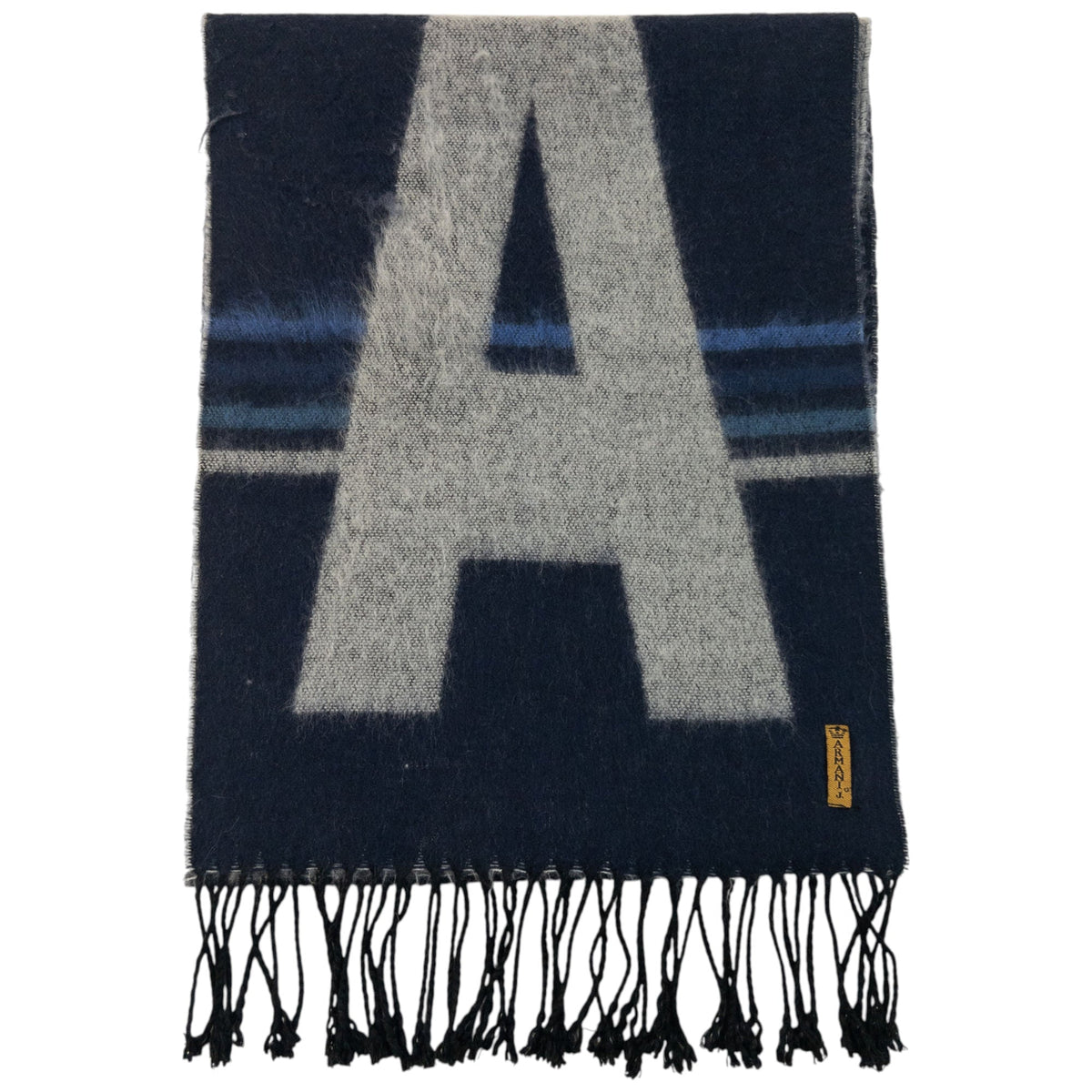 Vintage 2000s Armani Jeans Wool Tassel Scarf | O/S, Navy