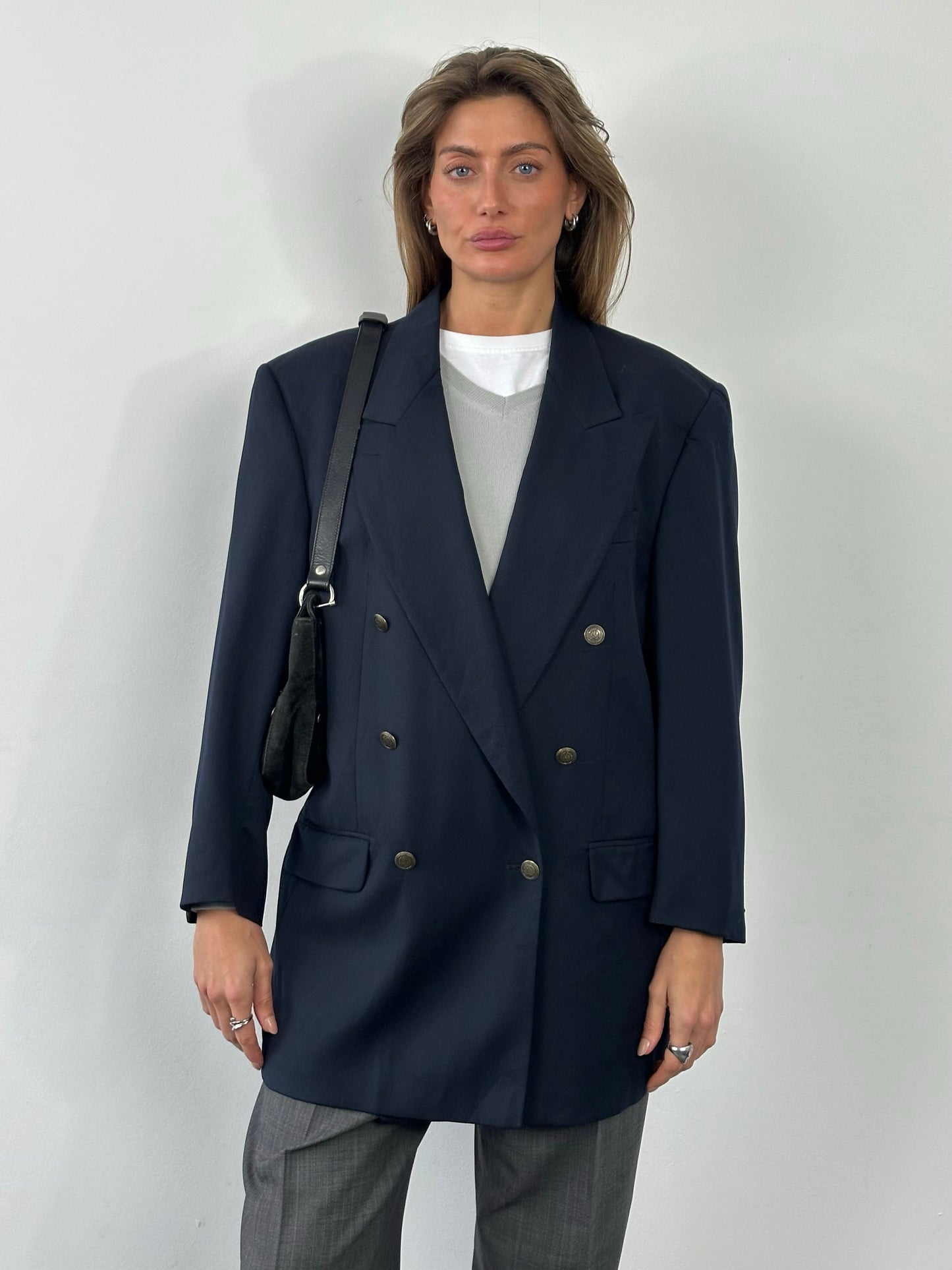Yves Saint Laurent 1980s Bespoke Button Pure Wool Double Breasted Blazer - XL/XXL