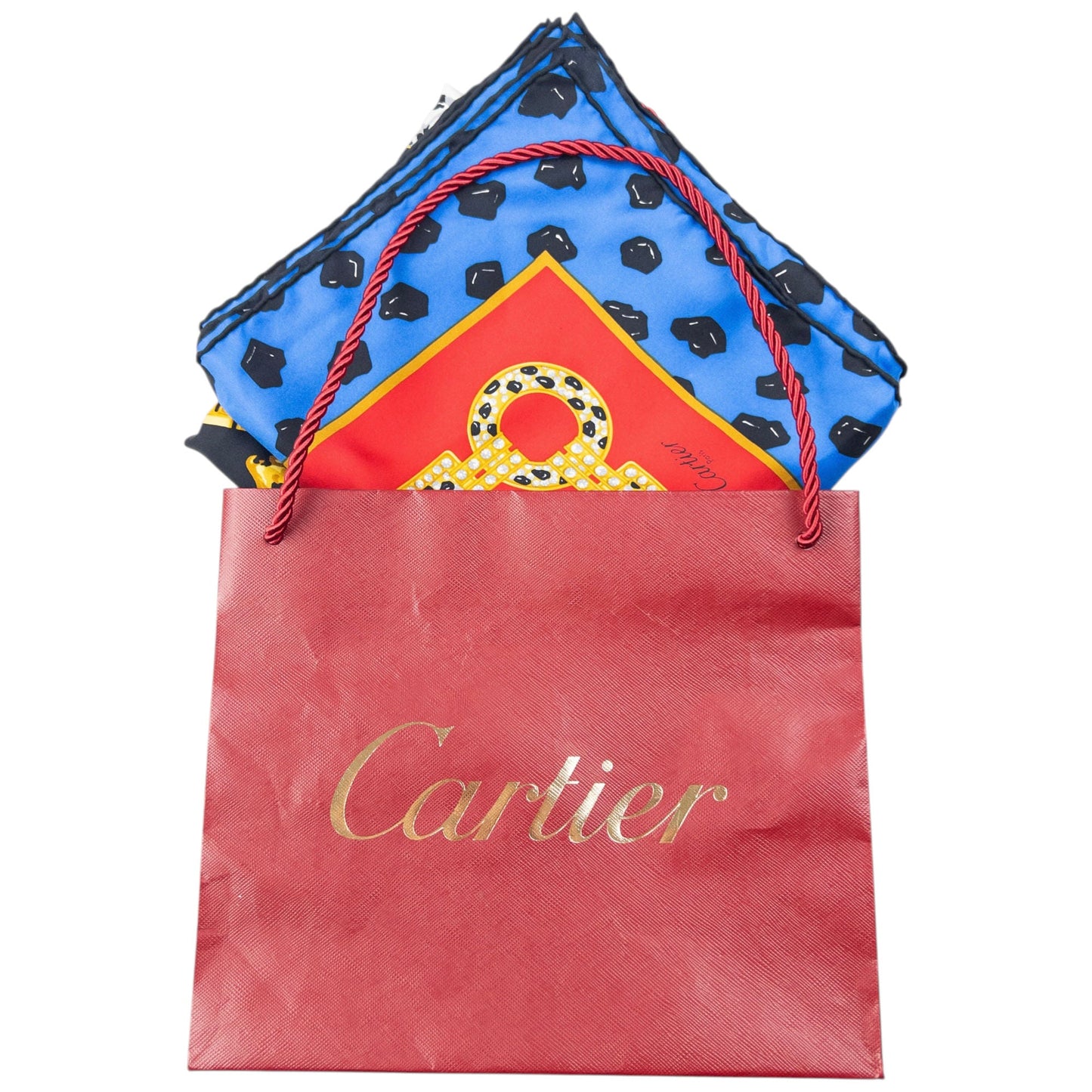 Vintage 90s Cartier Panther Print Silk Scarf | O/S, Black, Blue, Red, Yellow