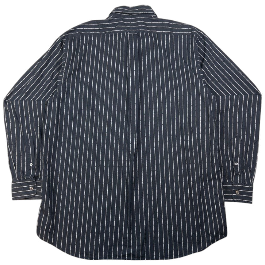 Vintage Burberry Text Stripe Long Sleeve Button Up Shirt Size L