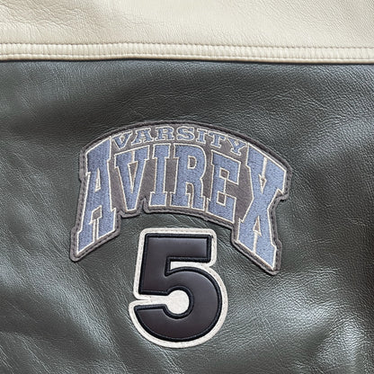 Avirex Wild Bears Leather Varsity Jacket - XXL | XXL, Khaki