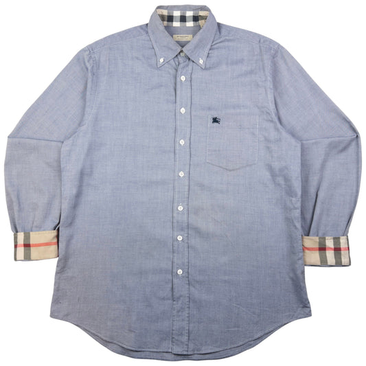 Vintage Burberry Nova Check Cuff Long Sleeve Button Up Shirt Size M