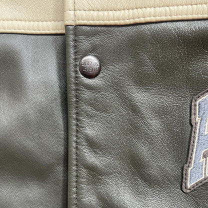 Avirex Wild Bears Leather Varsity Jacket - XXL | XXL, Khaki