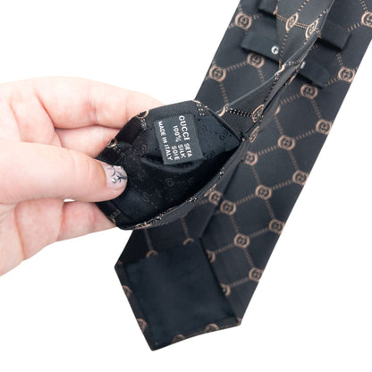 Vintage 2000s Gucci Monogram Silk Tie | O/S, Black