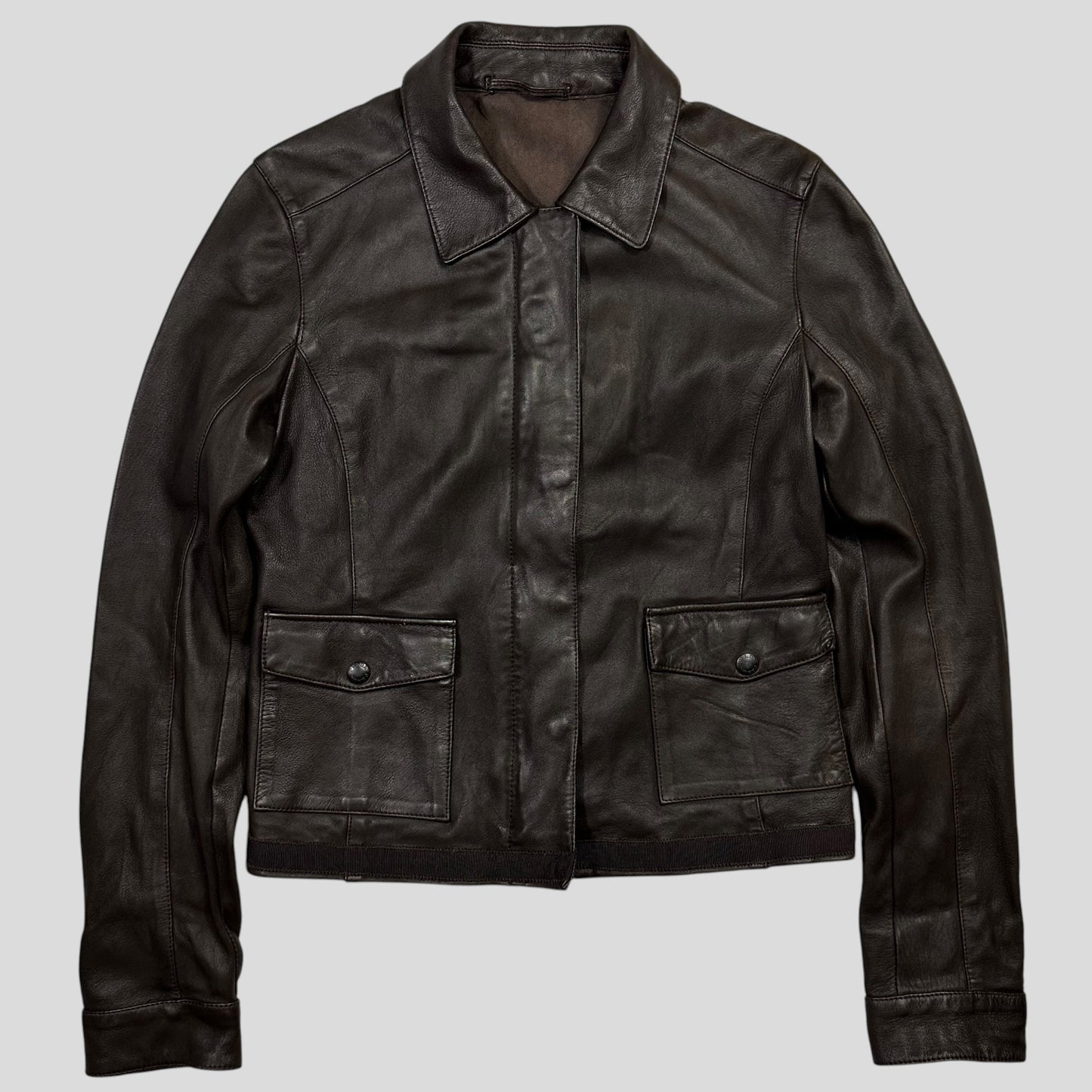 Prada Sport 2004 Leather Love Heart Back Logo Work Jacket - IT40 | Default Title, Brown