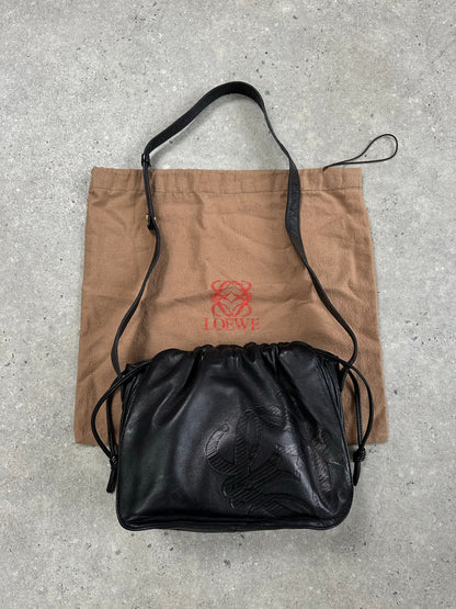 Loewe 1990s Ruched Leather Anagram Crossbody Bag