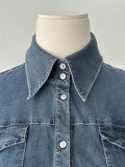 Versace Jeans Couture 2000s Bespoke Button Denim Shirt - M