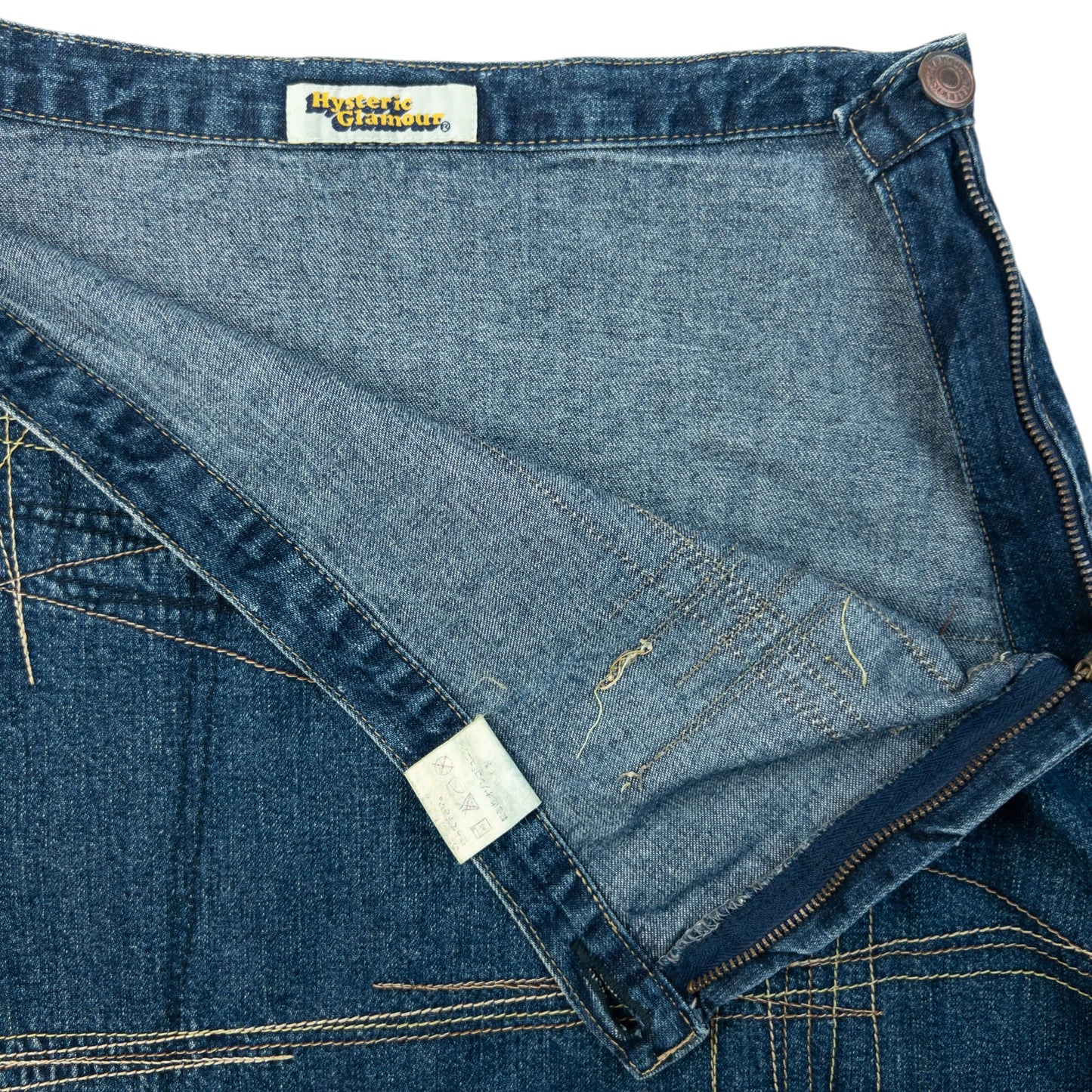 Vintage 90s Hysteric Glamour Embroidered Denim Skirt Womens Size W27 | W27, Blue