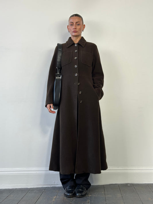 Max Mara Pure Wool A-Line Floor Length Coat - M