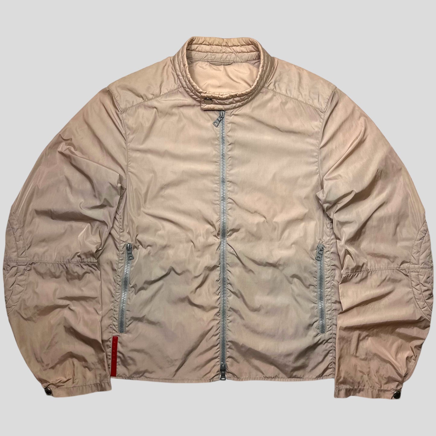 Prada Sport SS00 Champagne Nylon Moto Detailed Jacket - IT52