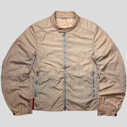 Prada Sport SS00 Champagne Nylon Moto Detailed Jacket - IT52