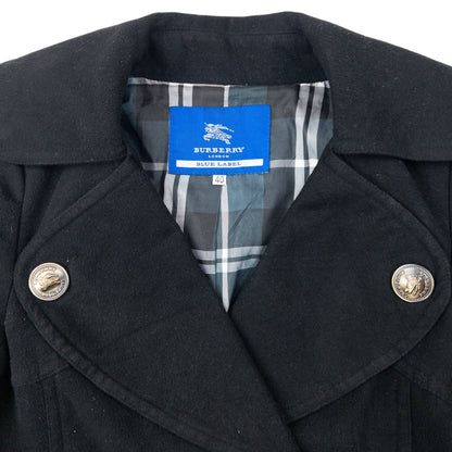 Vintage 2000s Burberry Blue Label Nova Check Lined Peacoat Jacket Womens Size M | Medium, Black