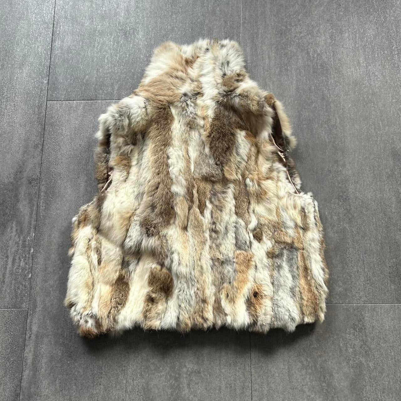 Vintage Fur Gilet | Cream, Brown