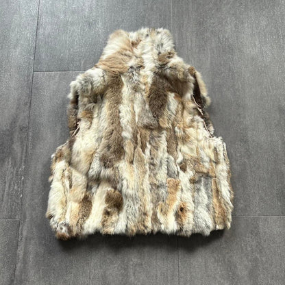 Vintage Fur Gilet | Cream, Brown