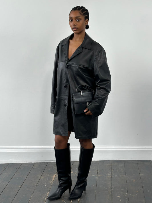 Conbipel 1990s Leather Trench Coat - XL