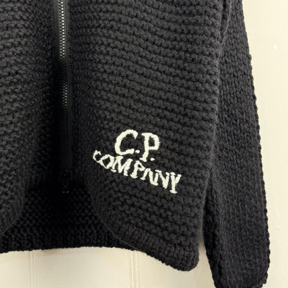 C.P. Company Cable Knit Hoodie Black (M) | Medium, Multicoloured