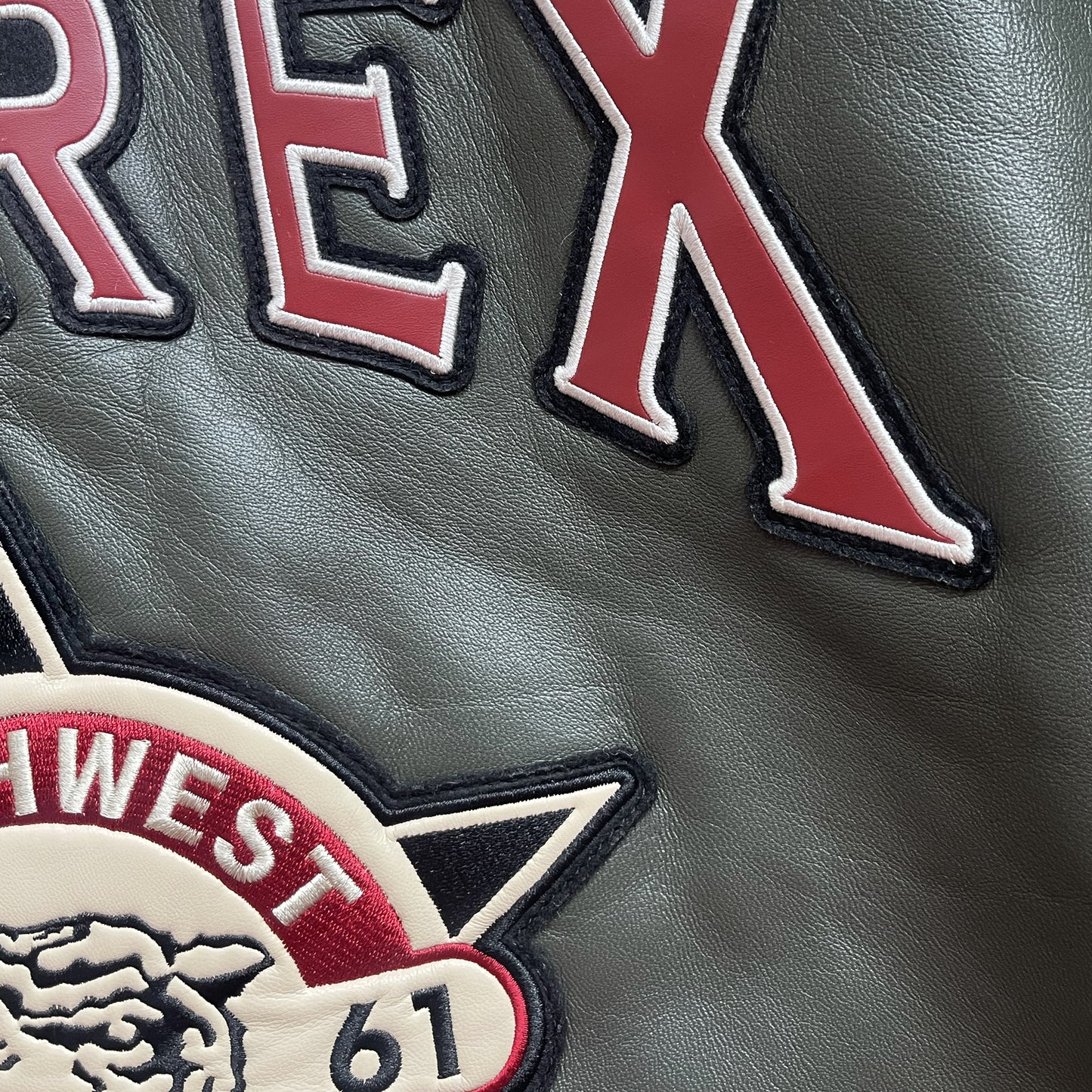 Avirex Wild Bears Leather Varsity Jacket - XXL | XXL, Khaki