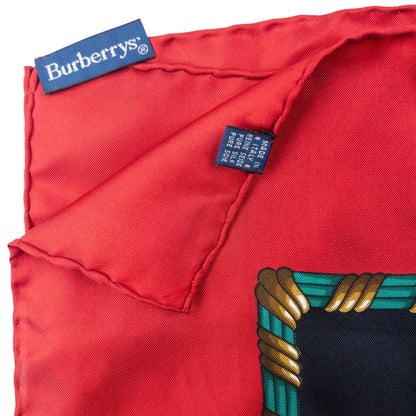 Vintage 80s Burberry Print Silk Scarf | O/S, Red, Black, Gold, Green