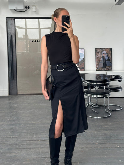 Vintage 1990s Pleated Midi Skirt - W26