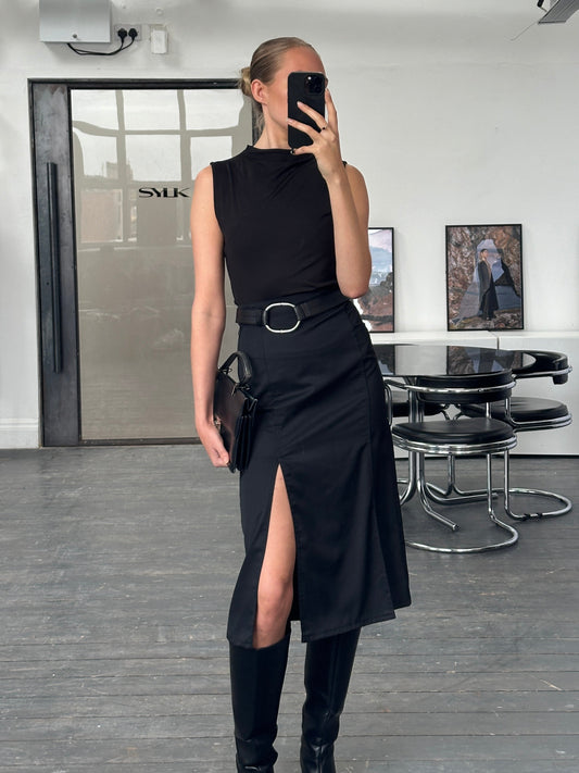 Vintage 1990s Pleated Midi Skirt - W26