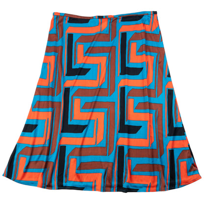 Vintage 90s Gianni Versace Couture Pattern Skirt Womens Size W27 | W28, Orange, Blue, Brown, Black