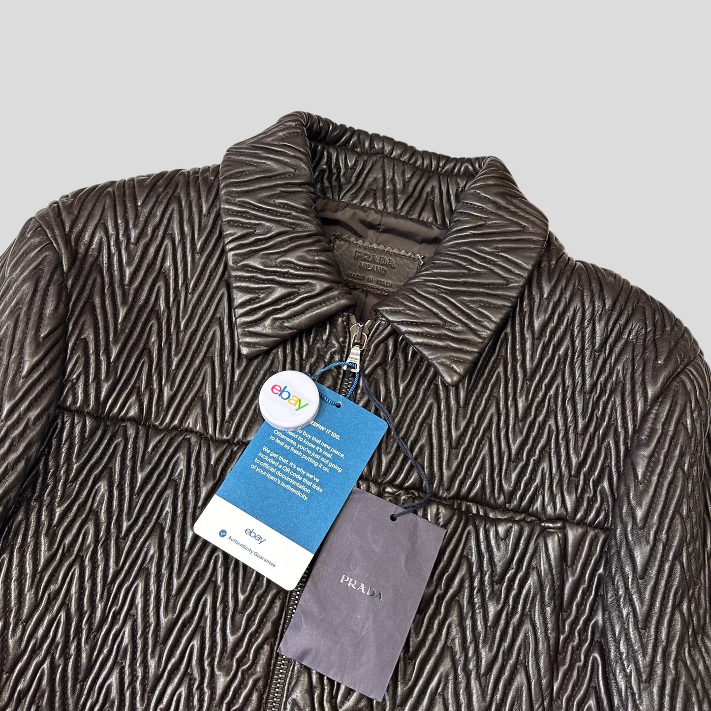 Prada Milano 2006 Runway 3D Ruched Leather Zigzag Jacket - IT48 | Default Title, Multicoloured