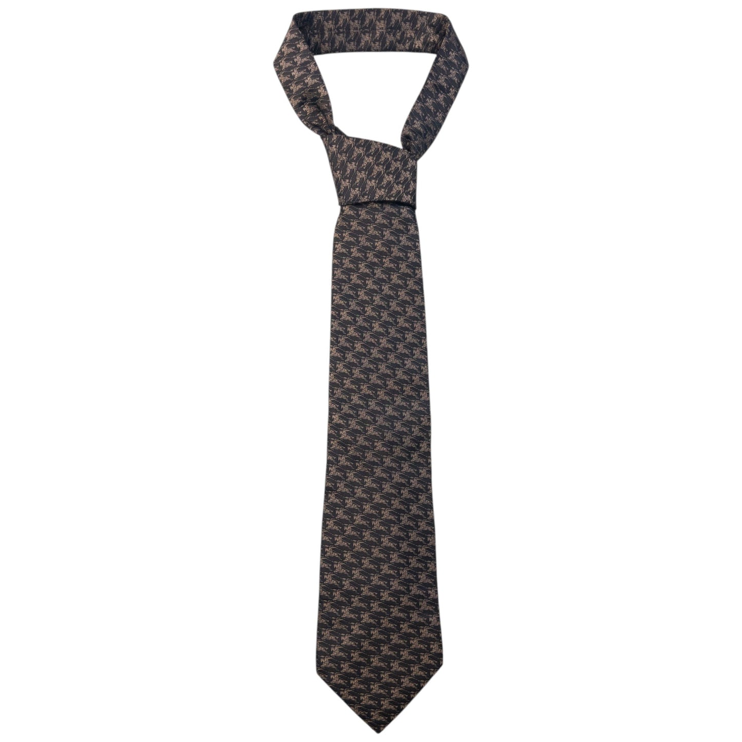 Vintage 2000s Burberry Monogram Silk Tie | O/S, Brown