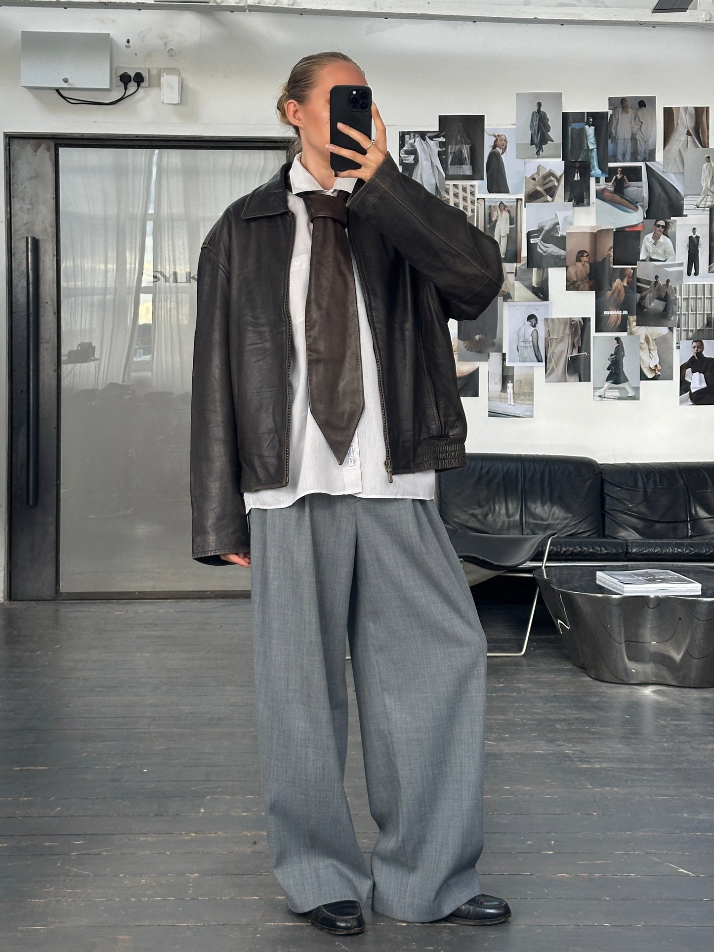 London Fog 1990s Distressed Leather Jacket - L