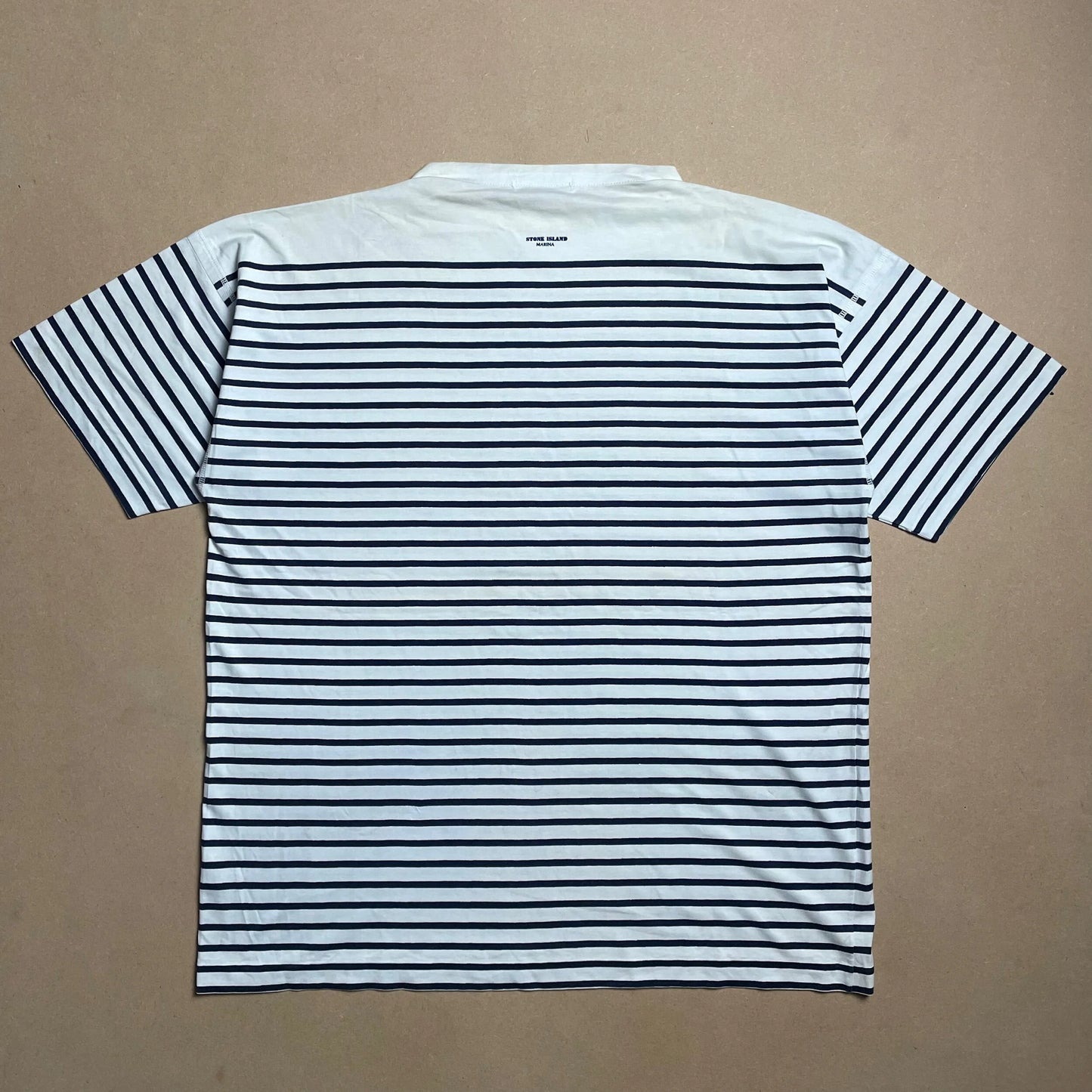 S/S 1989 Denim Blue Striped ICE JACKET Marina Spell Out T-shirt