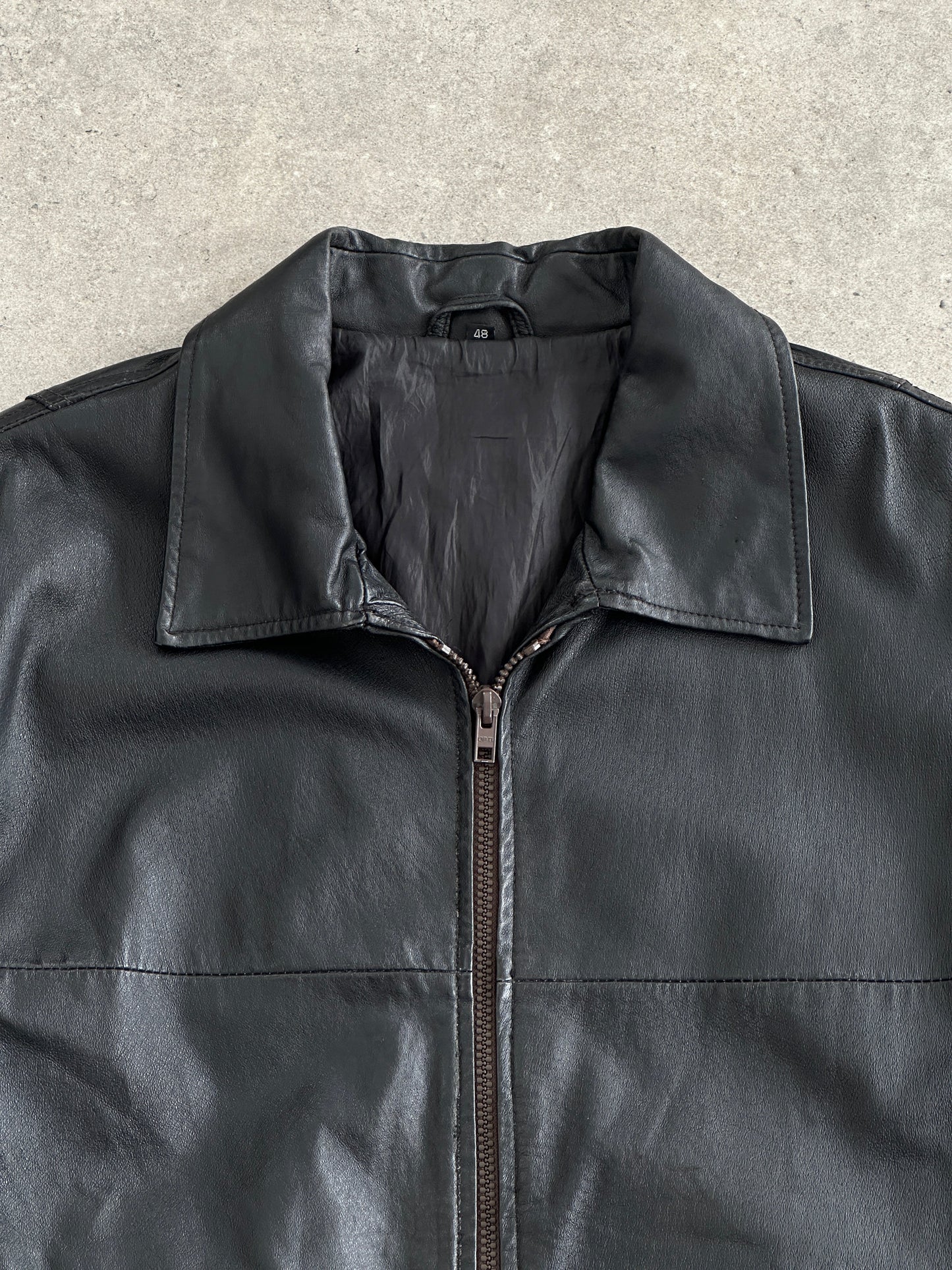 Vintage 1990s Minimal Leather Jacket - L/XL