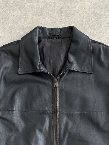 Vintage 1990s Minimal Leather Jacket - L/XL