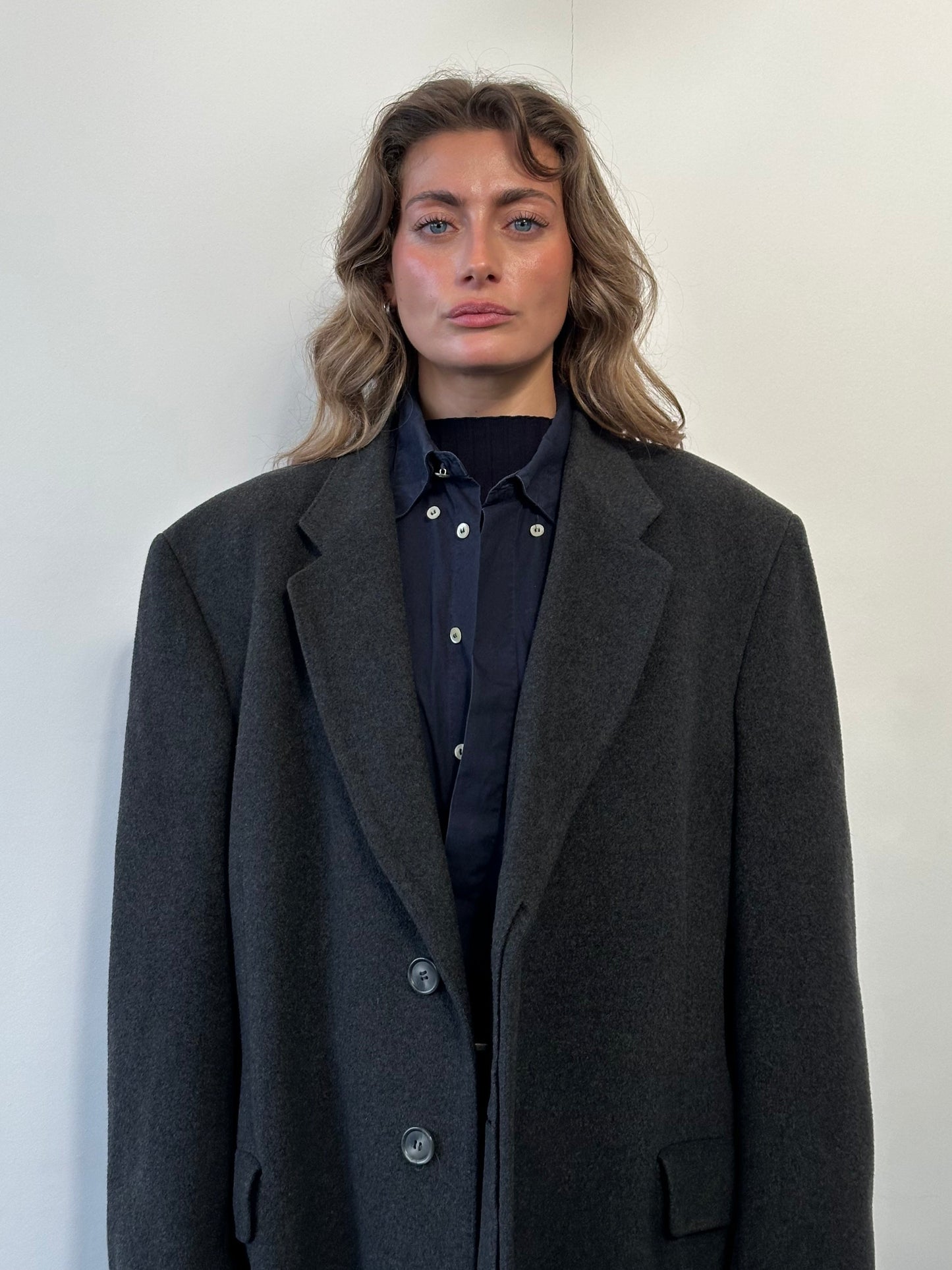 Vintage 1980s Pure Cashmere Concealed Placket Coat - XL