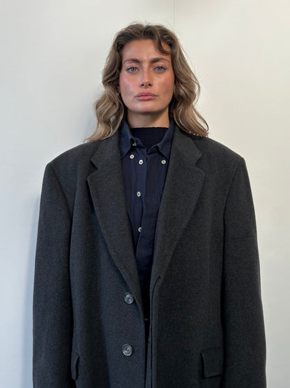 Vintage 1980s Pure Cashmere Concealed Placket Coat - XL