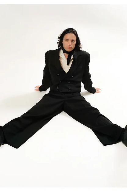 Vintage 1980s Cropped Double Breasted Blazer - M