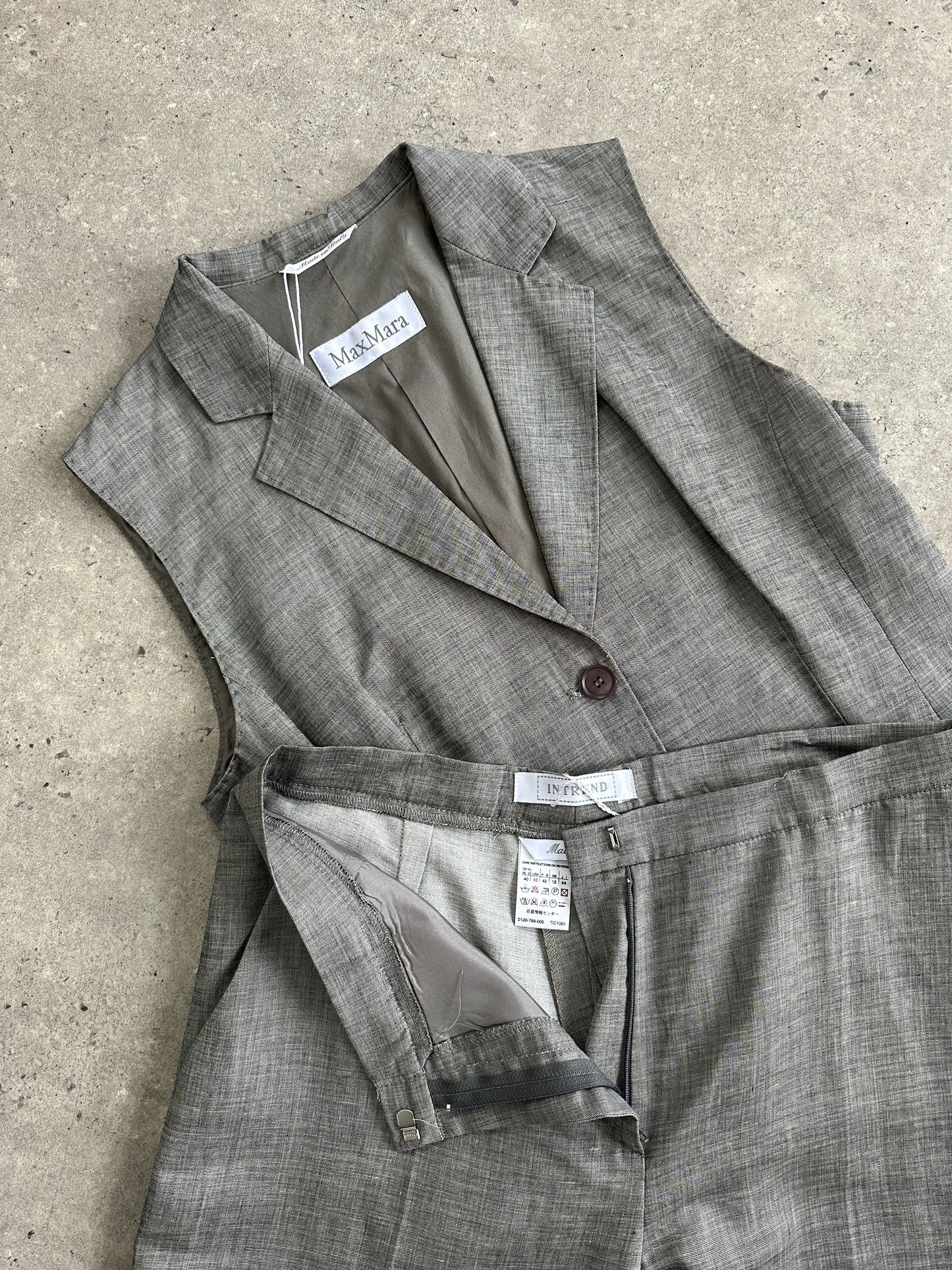 Max Mara Linen Cotton Two Piece Waistcoat Trousers Co Ord Set - M/W31