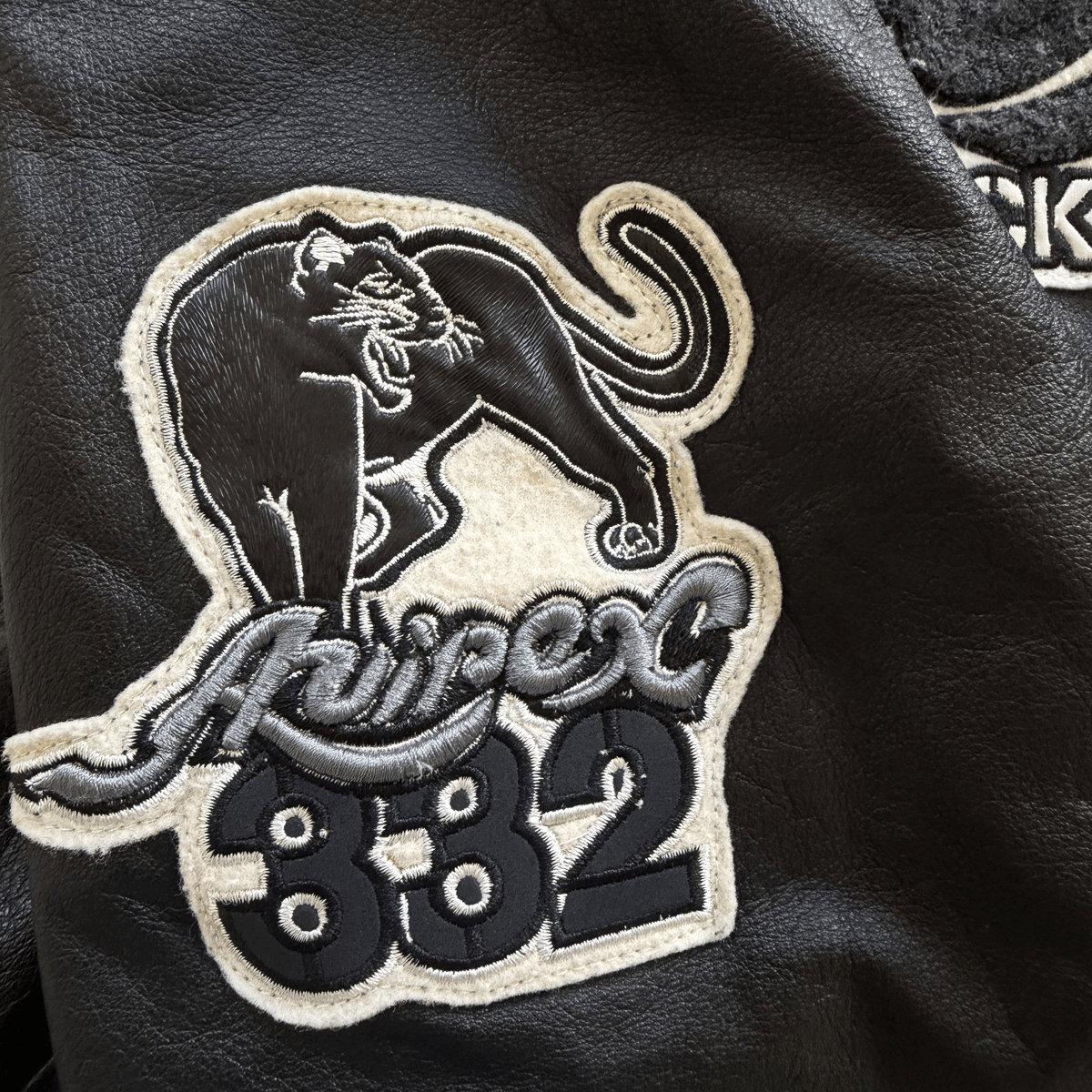 Avirex 'Black Aces' Leather Varsity Jacket - XL | XL, Black