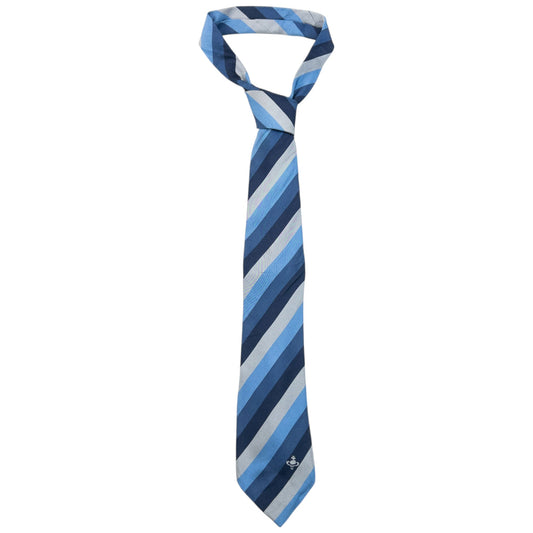 Vintage 90s Vivienne Westwood Striped Silk Tie | O/S, Blue