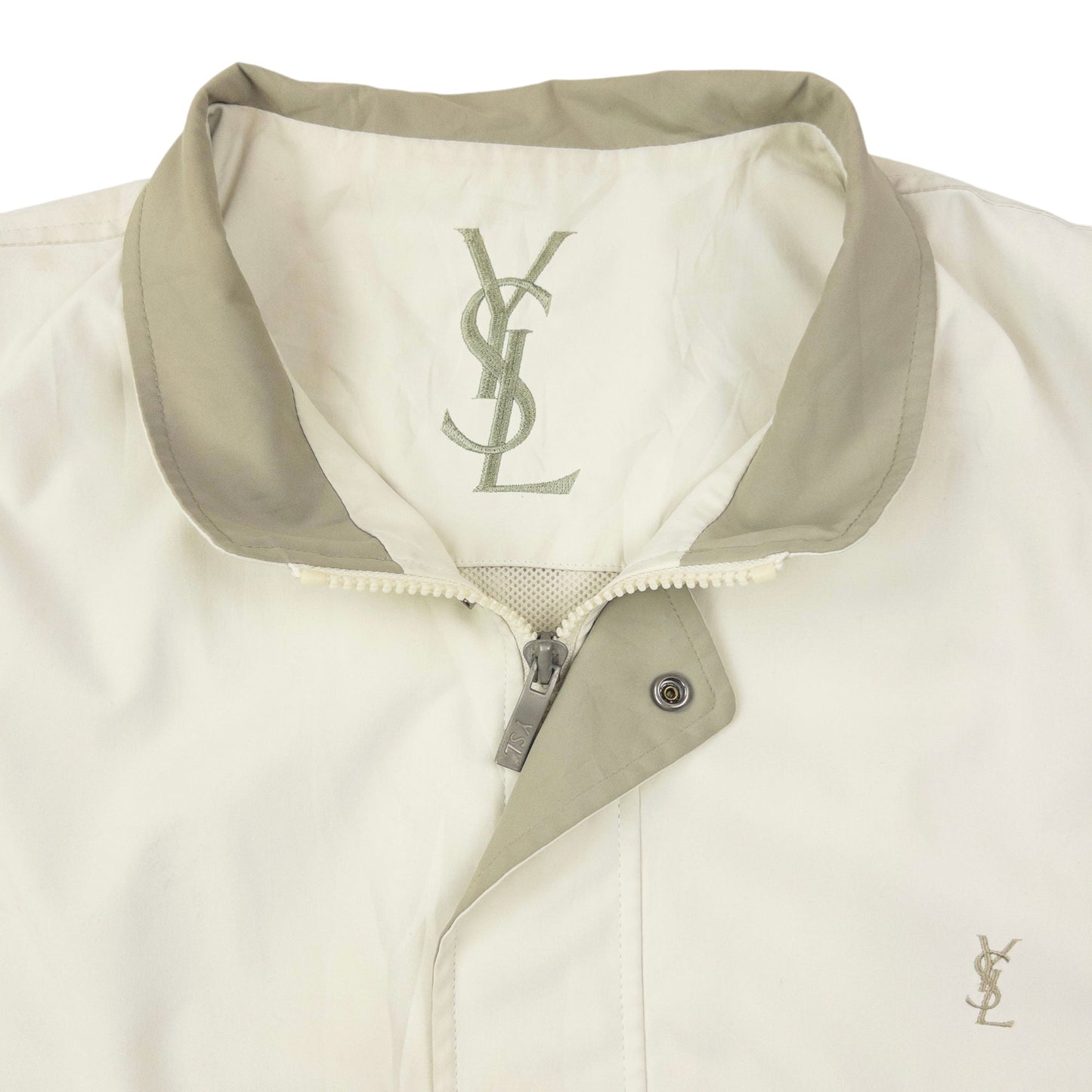 Vintage 90s YSL Yves Saint Laurent Harrington Jacket Size XL | XL, Cream