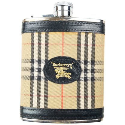 Vintage 90s Burberry Nova Check Steel Hip Flask | O/S, Beige, Black, Red