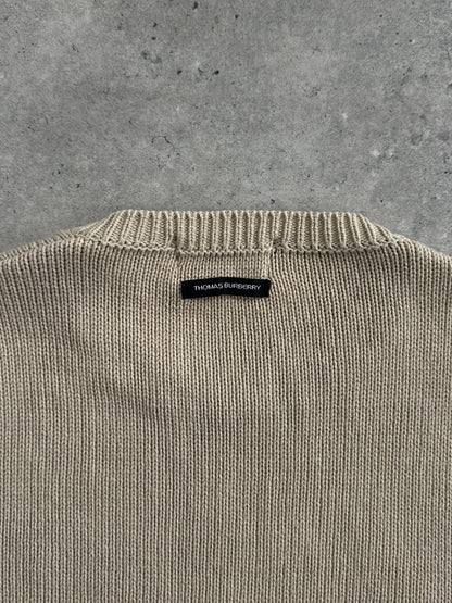 Thomas Burberry 2000s Cotton Knitted Logo Jumper - XS