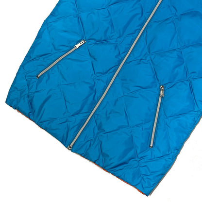 Takeo Kikuchi Diamond Stitch Reversible Puffer Jacket In Blue & Orange (L) | Large, Blue