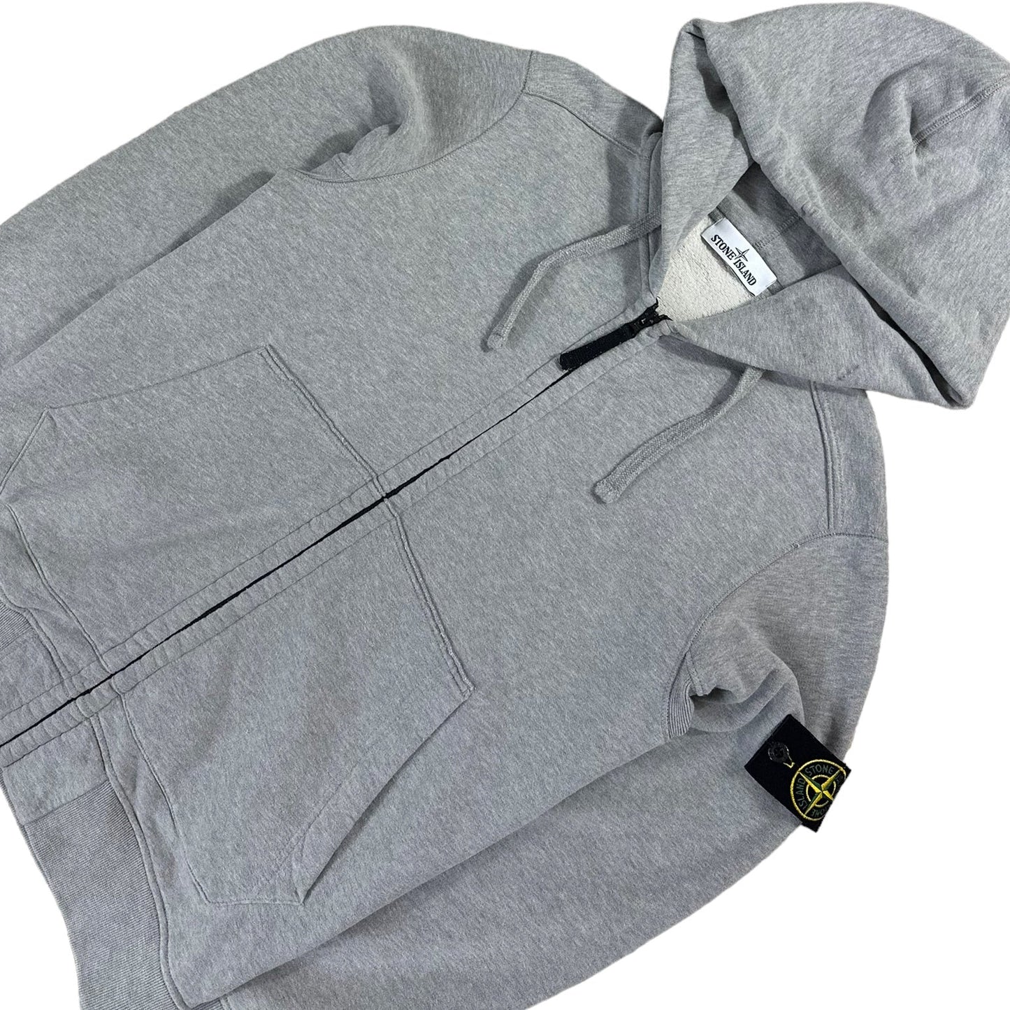 Stone Island Zip Up Thick Cotton Hoodie