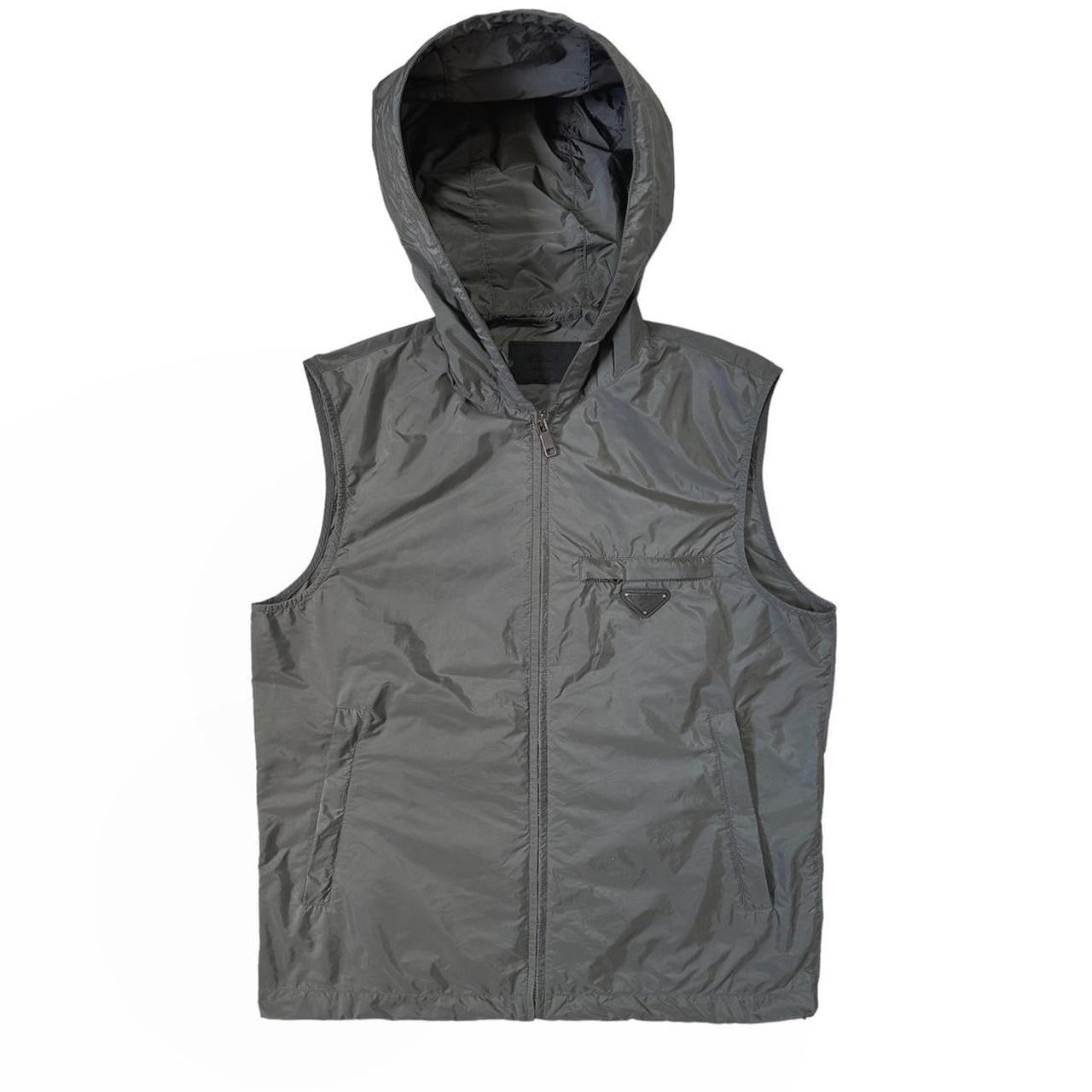 Prada Grey Nylon Patch Logo Gilet