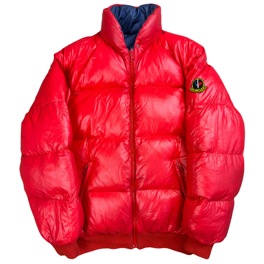 Moncler Reversible Puffer Jacket In Red & Navy (M) | Moncler, Navy