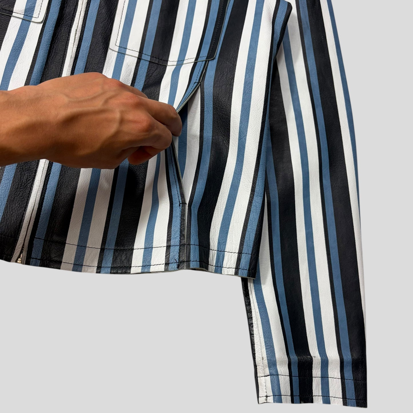 Dolce & Gabbana 00’s Leather Striped Blouson Work Jacket - M | Default Title, Multicoloured
