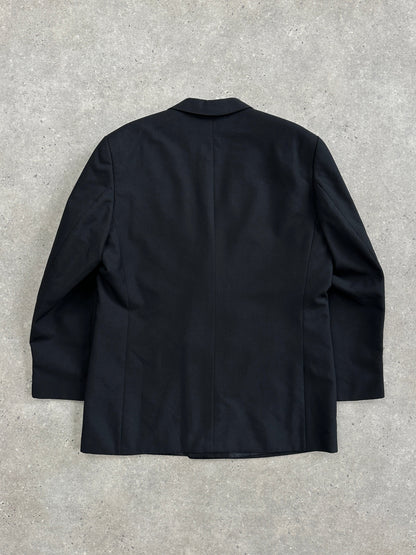 British Vintage 1980s Pure Wool Tuxedo Double Breasted Blazer - 44R/XL