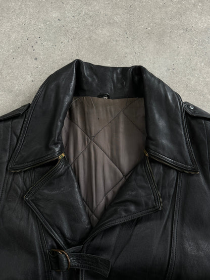 Vintage Belted Buckle Leather Jacket - XL