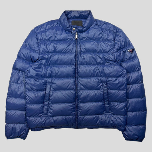 Prada 2017 Plaque Logo Nylon Goose Down Puffer Jacket - IT58 (L/XL) | Large, Blue
